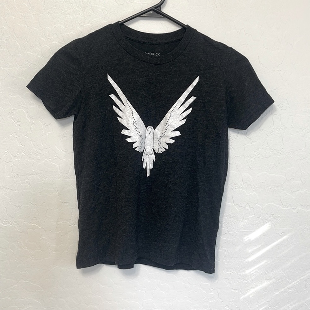 Logan Paul Maverick Merch Girls Medium Gray & White Tee Shirt